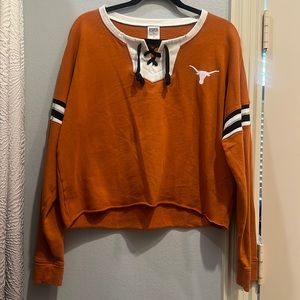 PINK University of Texas Lace-Up Sweatshirt
